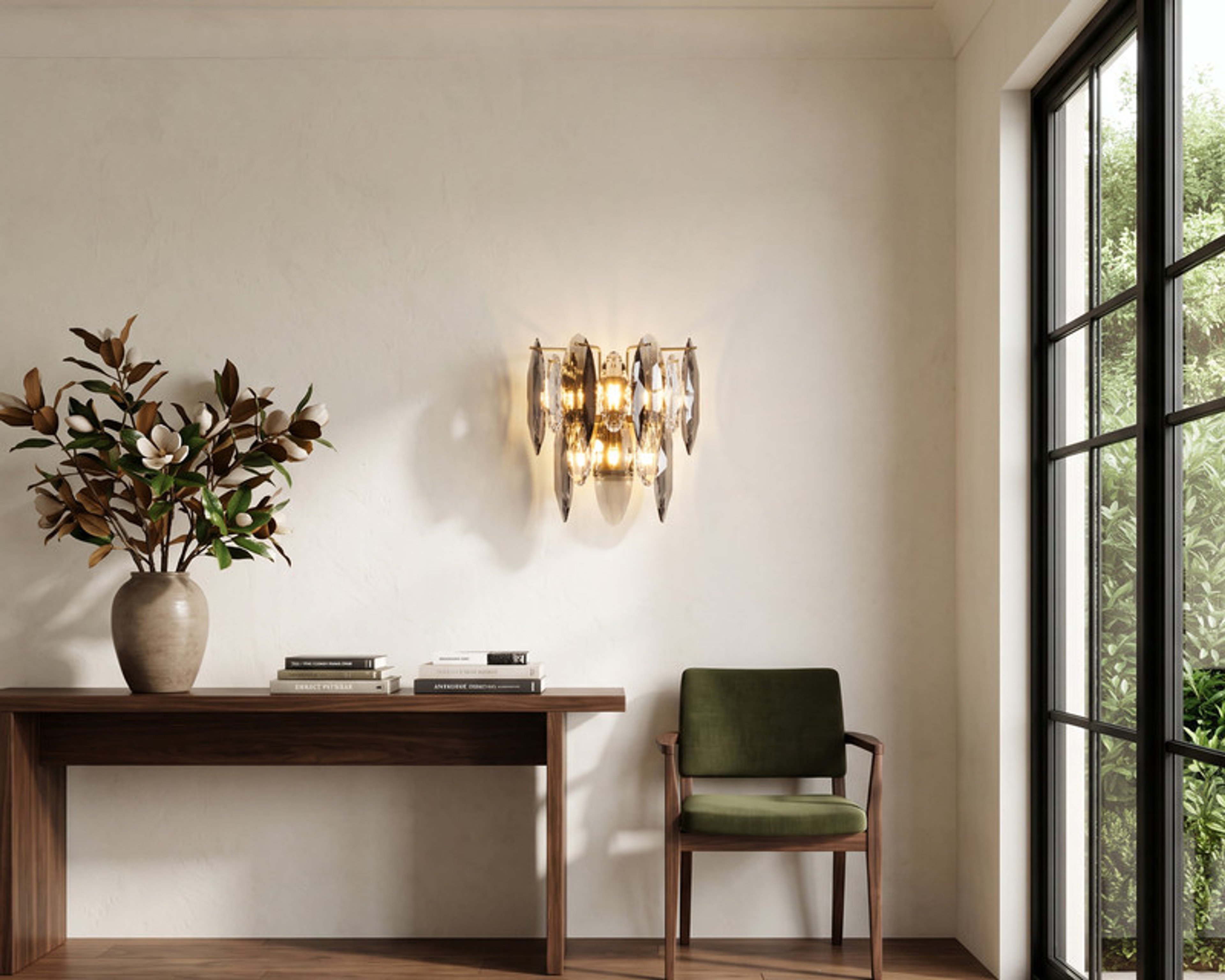 Celestial Sconce beside a window