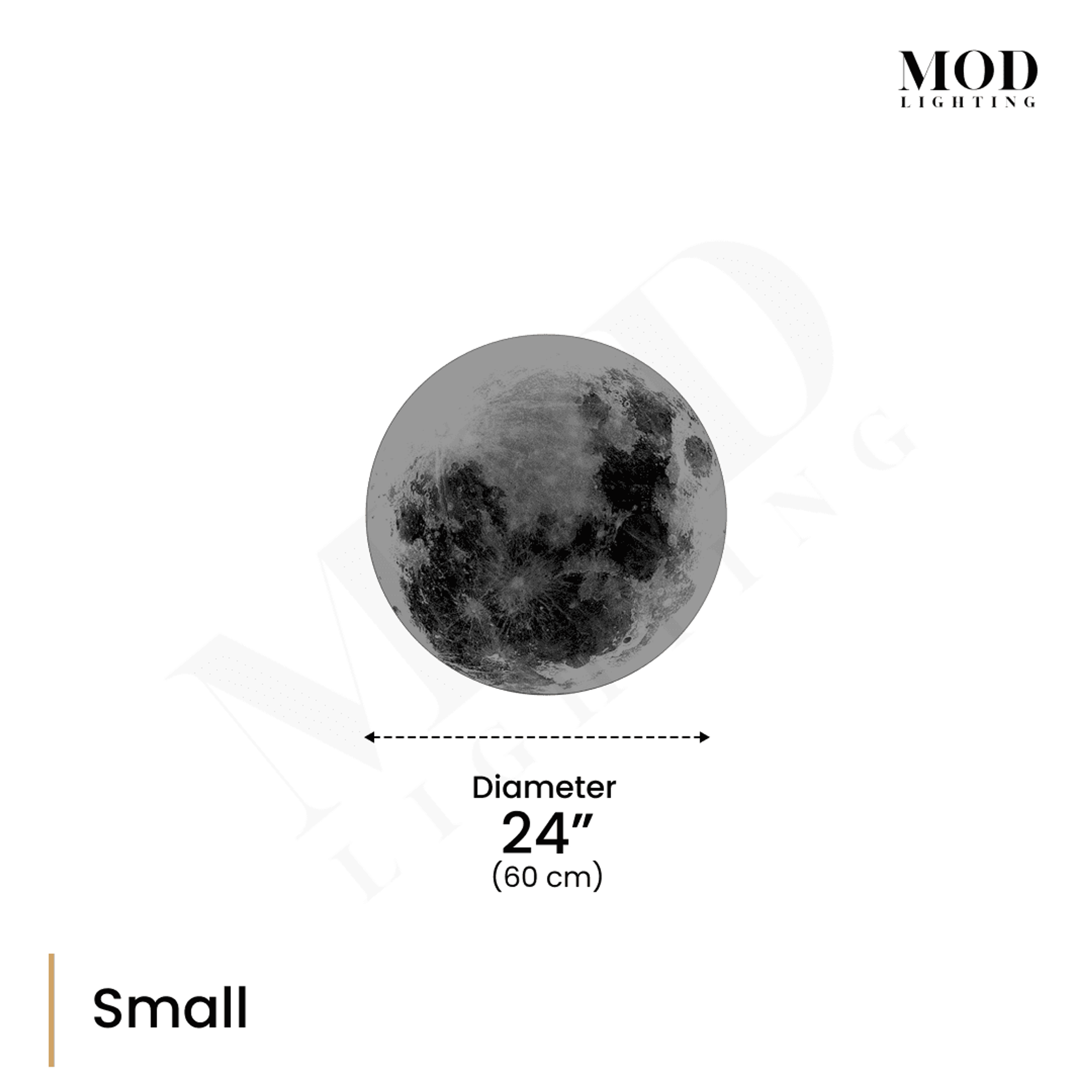 Luna small moon wall light dimension diagram: 24 in (60 cm) diameter