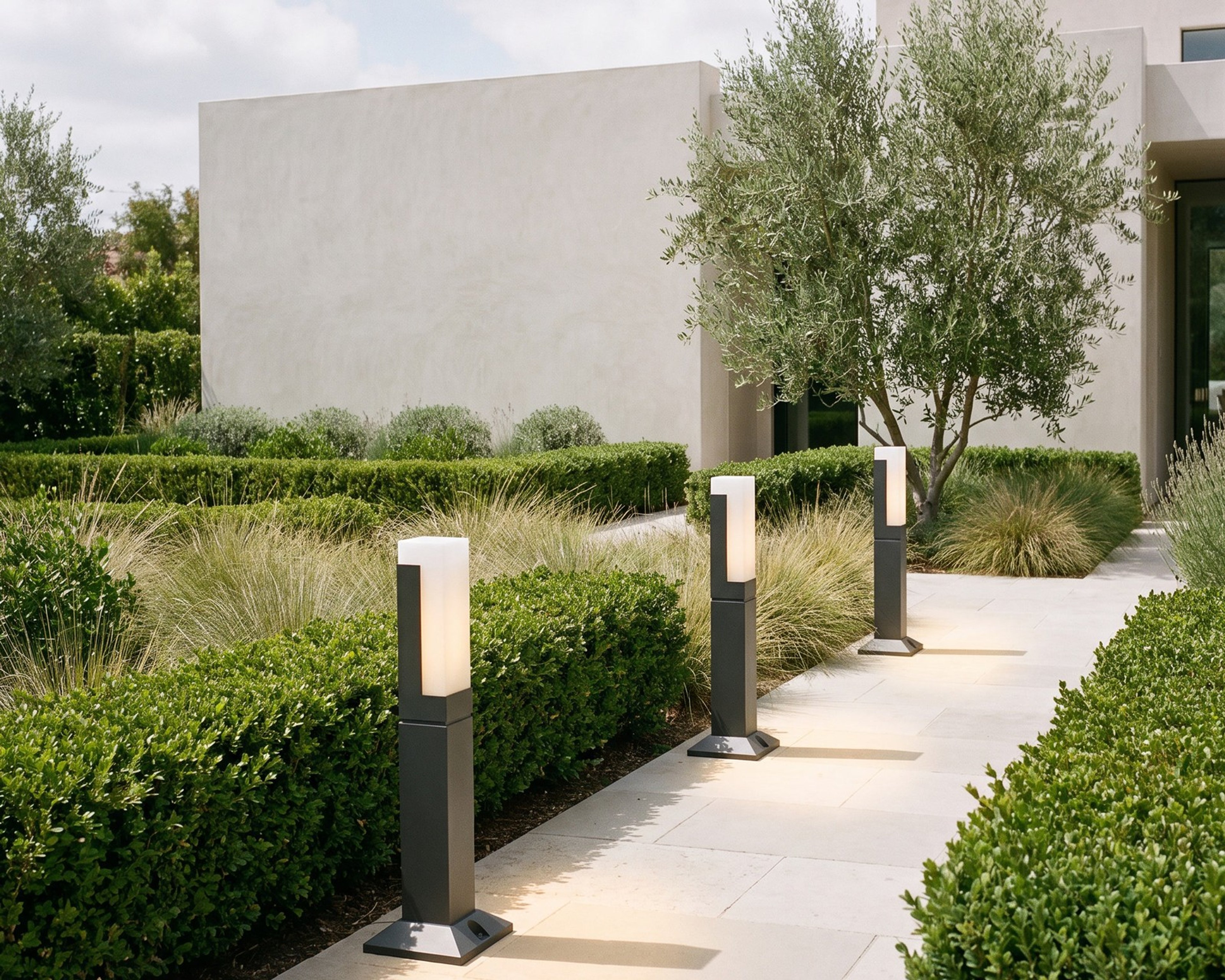 Meadow path lights along a garden path