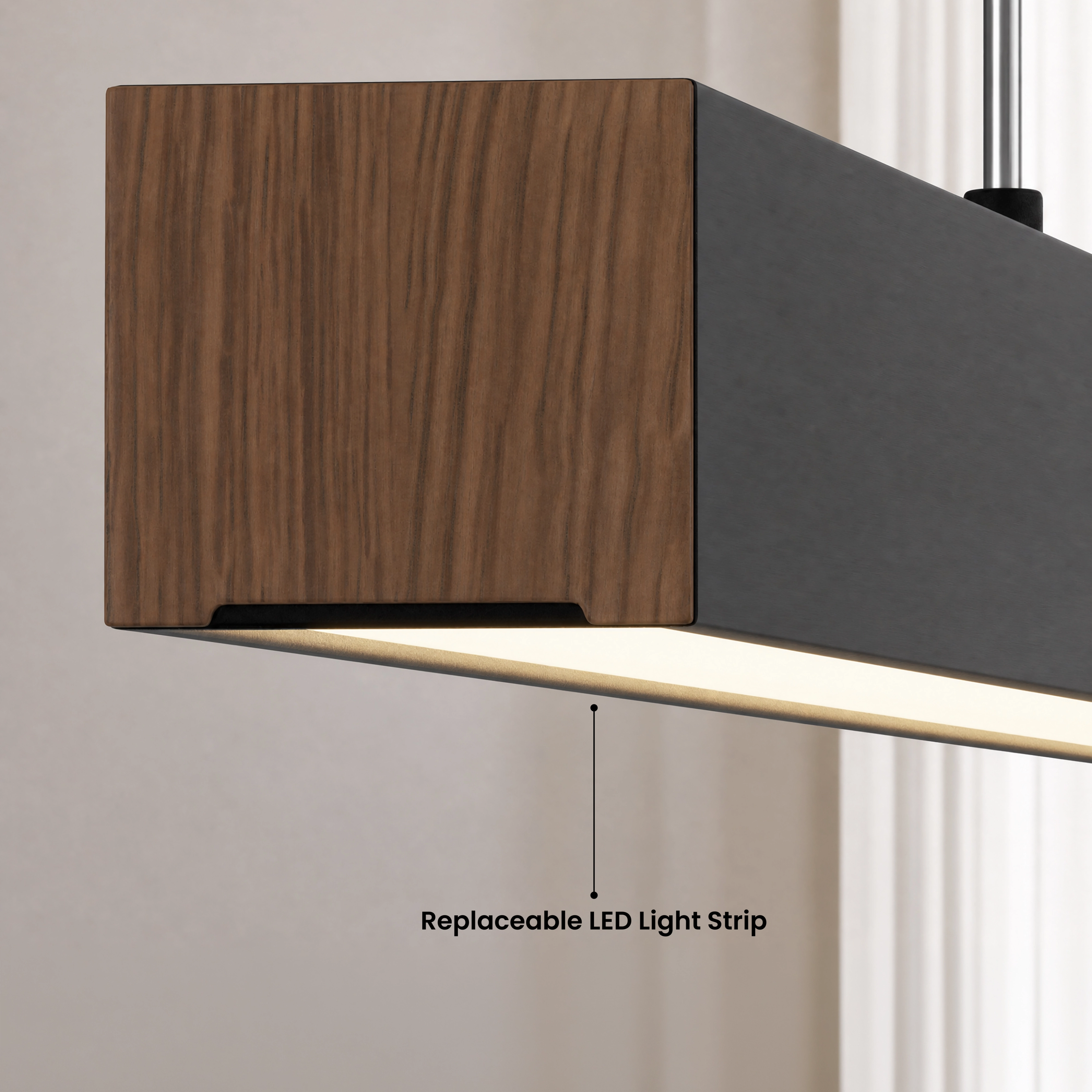 Luka pendant in copper finish, warm white 3000K, suspended over a kitchen counter