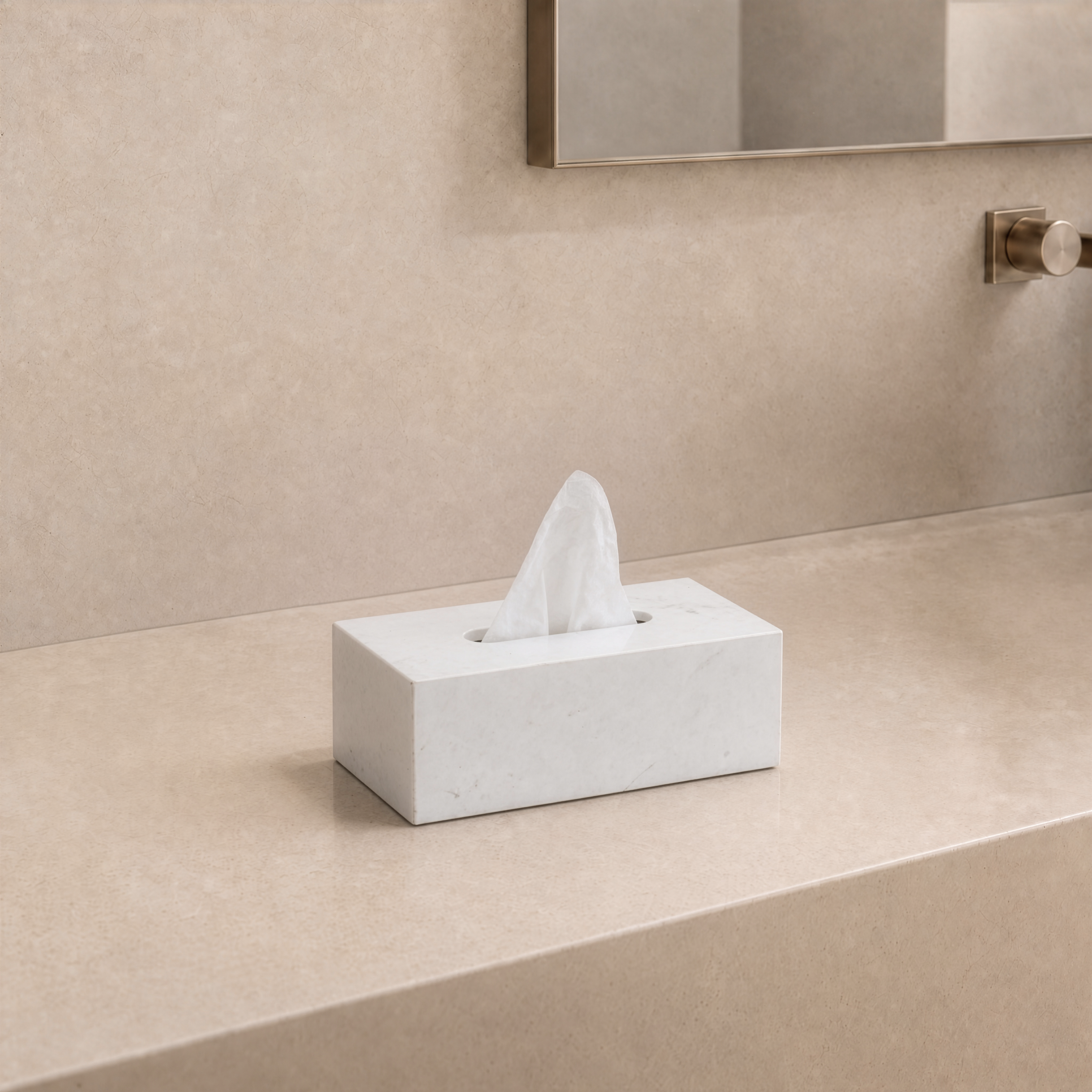 Jazz White Marble Tissue Box