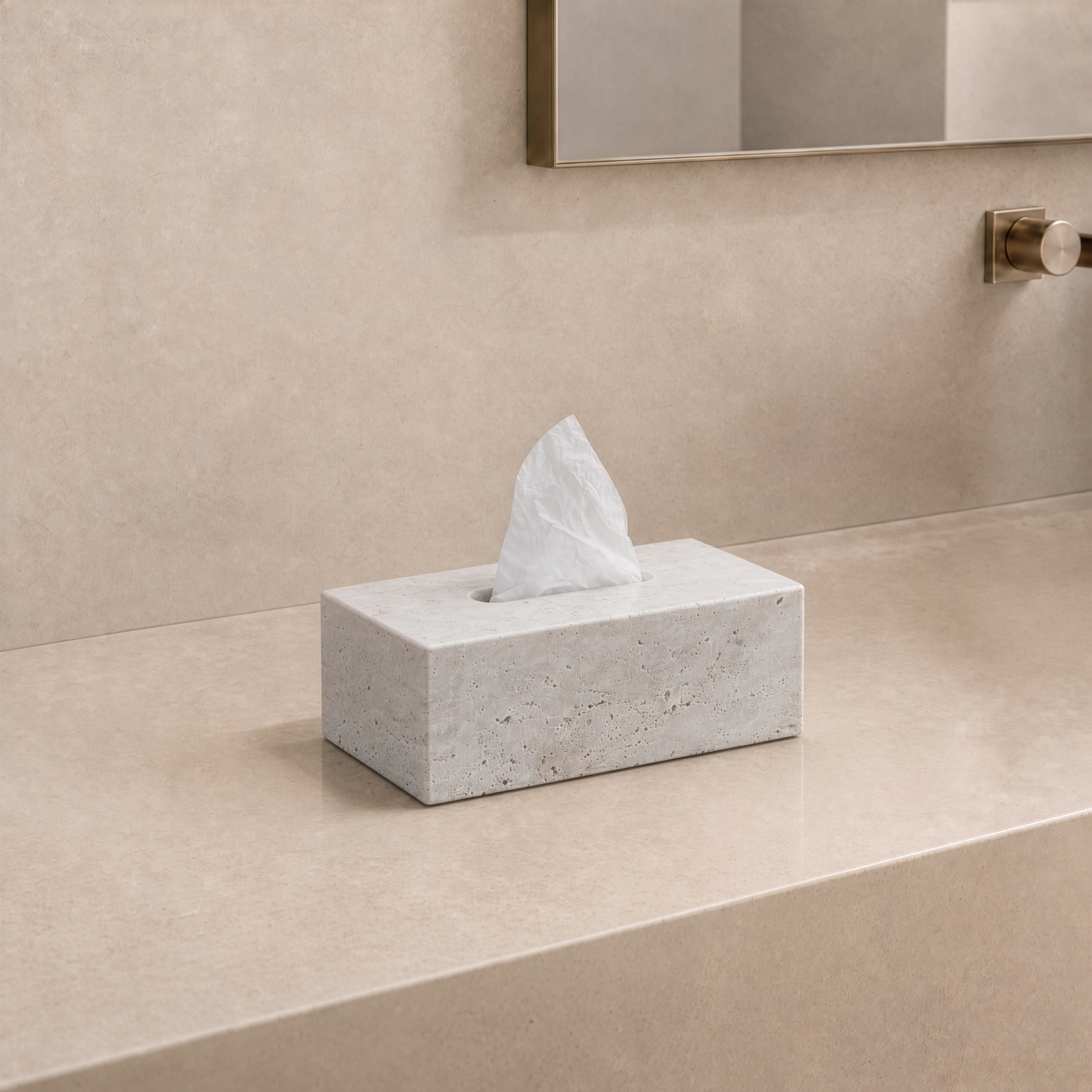 Alabaster Travertine Stone Tissue Box