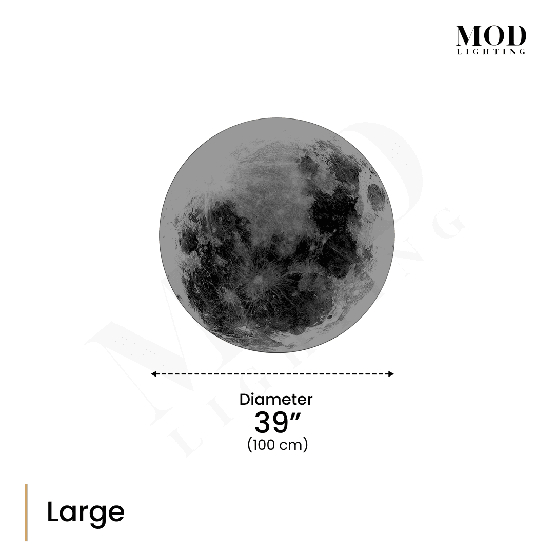 Luna large moon wall light dimension diagram: 39 in (100 cm) diameter