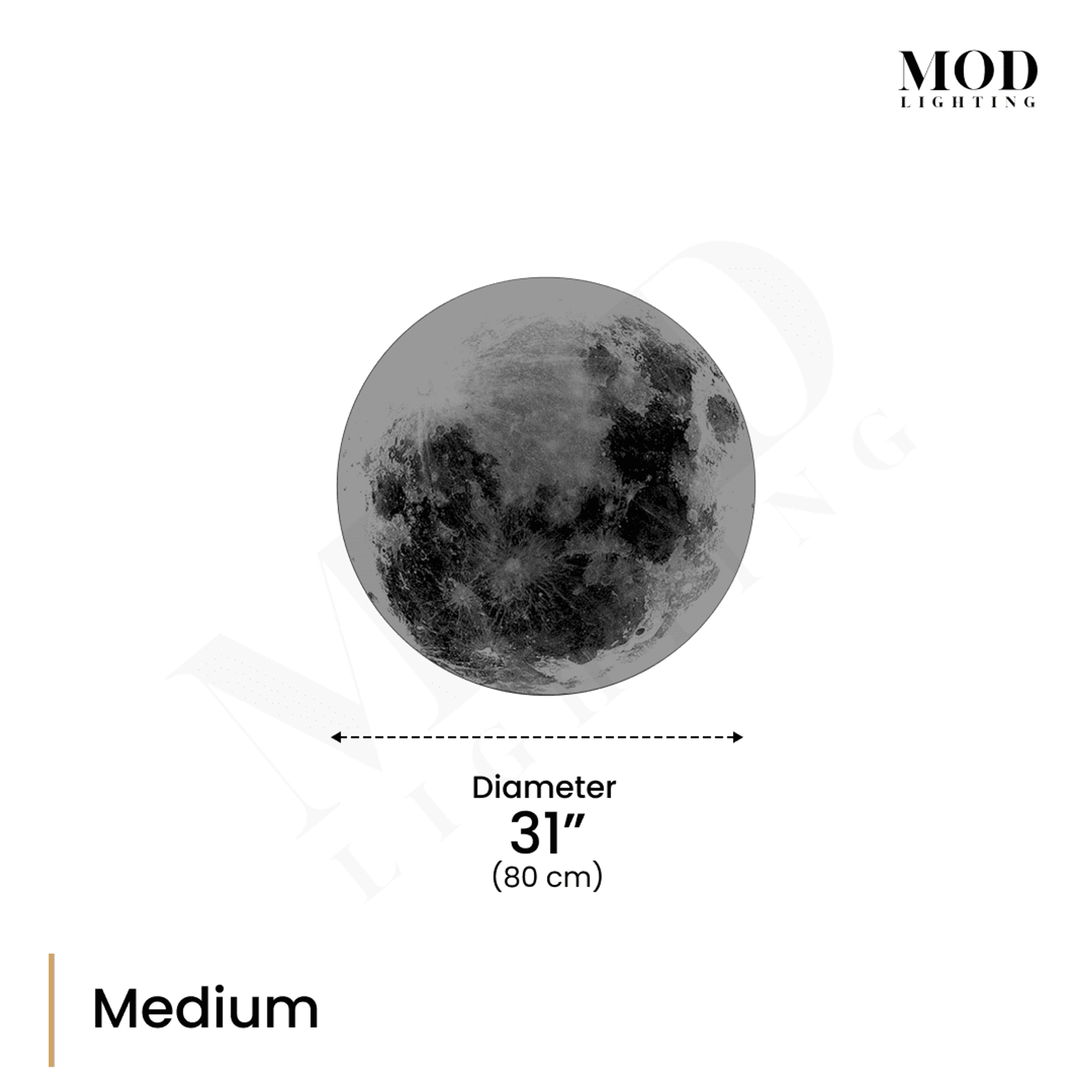 Luna medium moon wall light dimension diagram: 31 in (80 cm) diameter