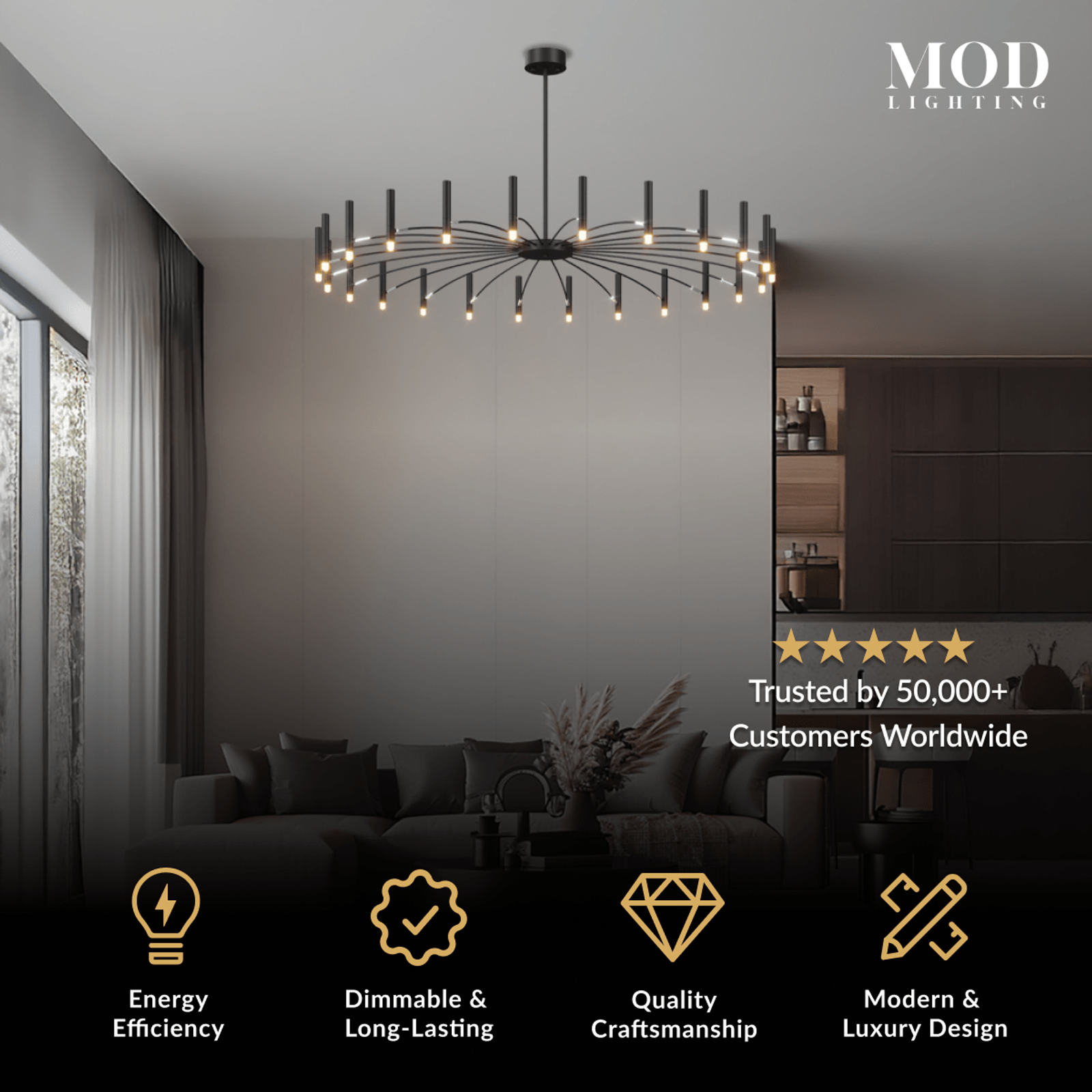 Kendall black circular chandelier 