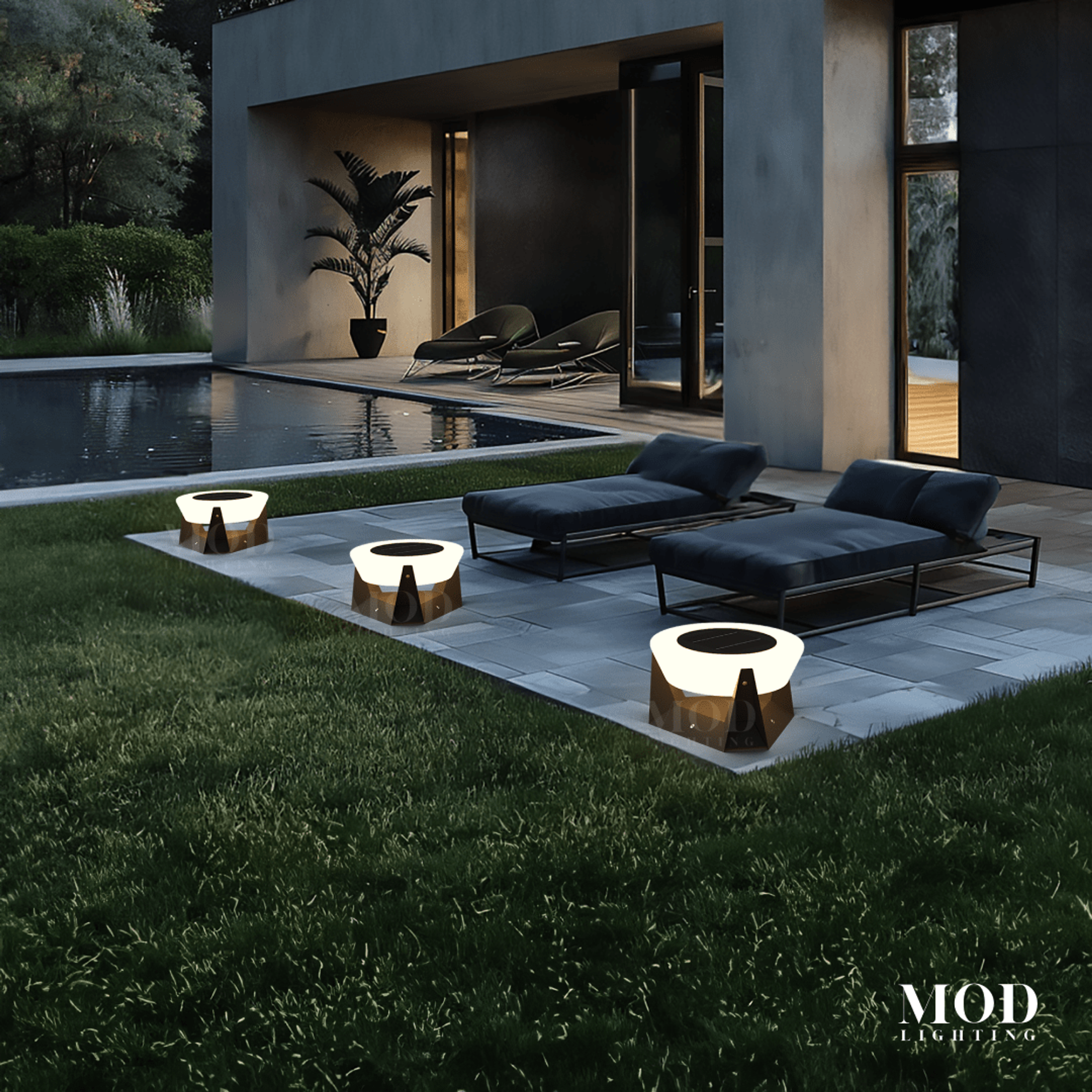 Skye outdoor solar table light dimension diagram, Small, 7 in diameter, 4 in height