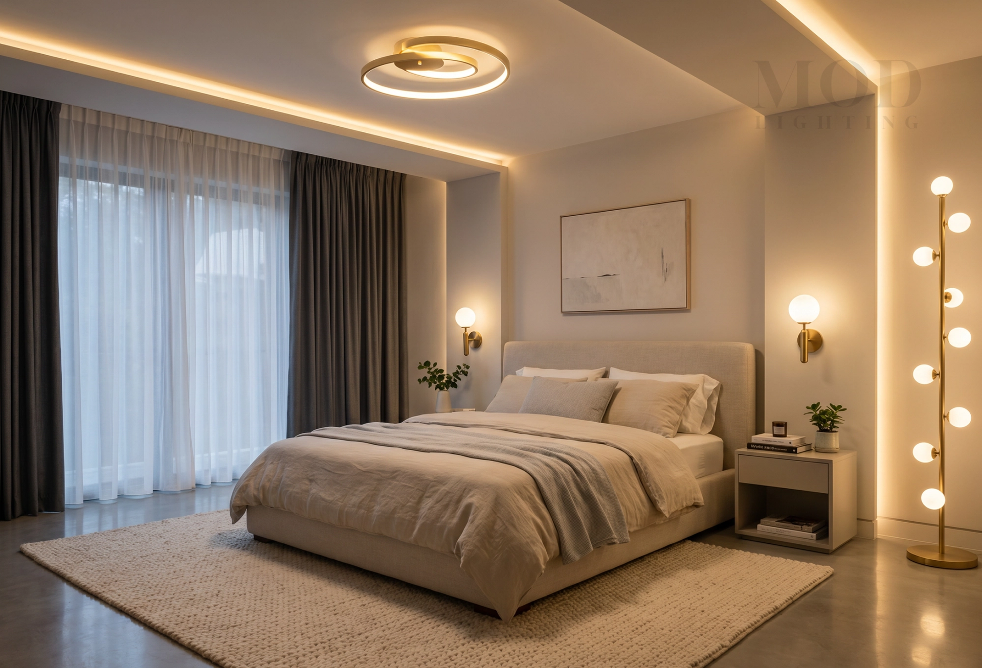 Layered bedroom lighting