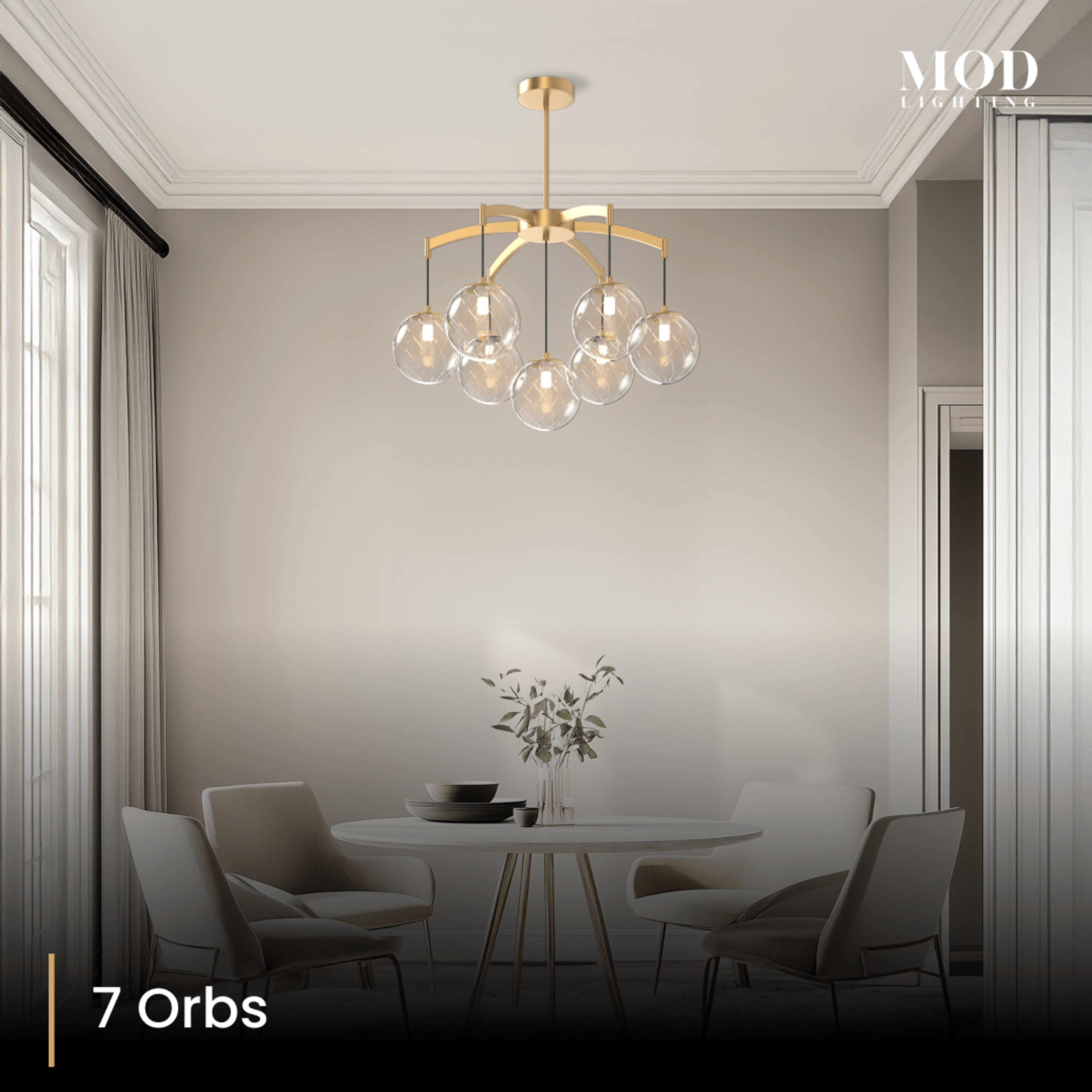 Mirella Chandelier – Sculptural Brass Lighting with Globe Design