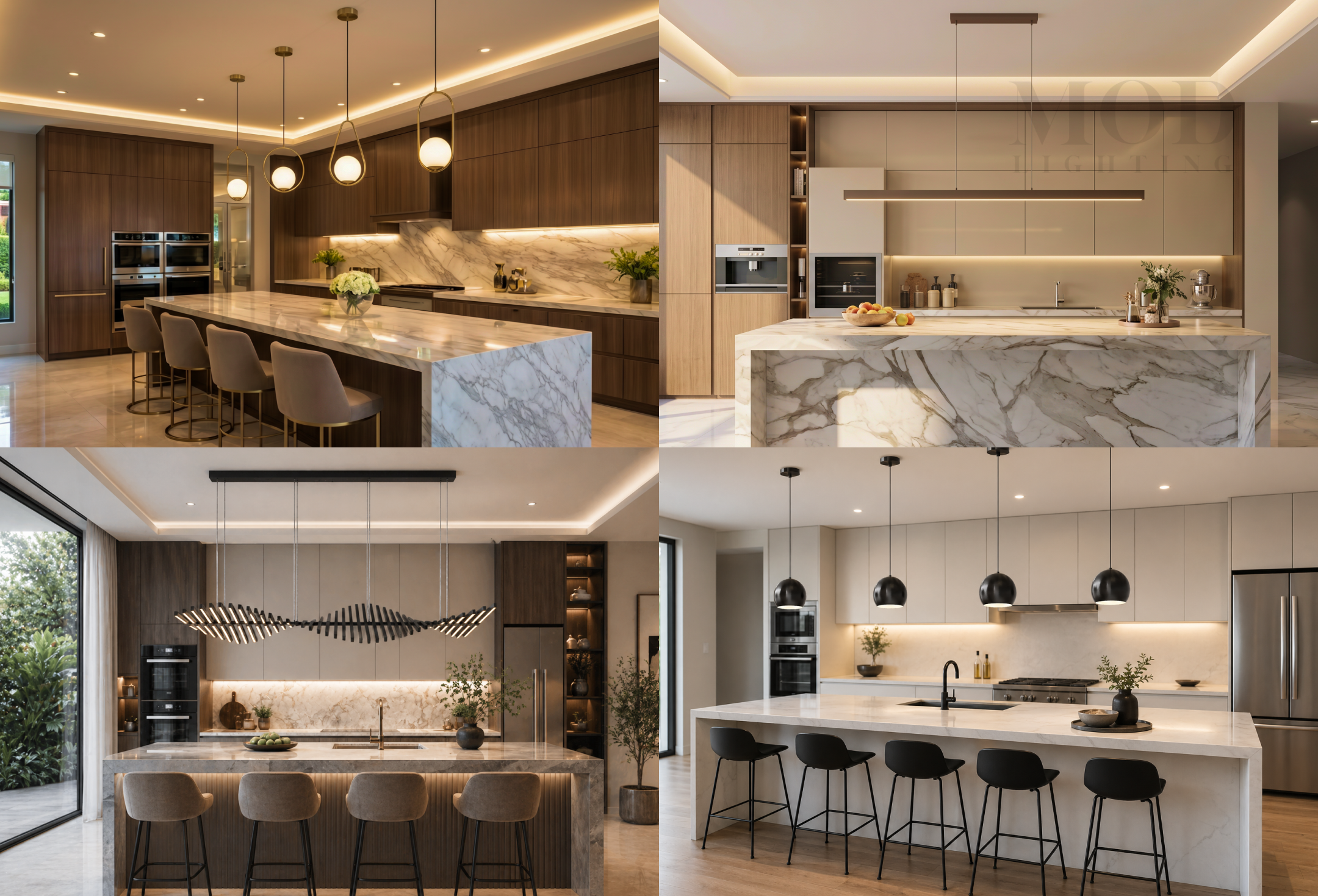 styles compared: globe, linear bar, sculptural, and minimalist cone