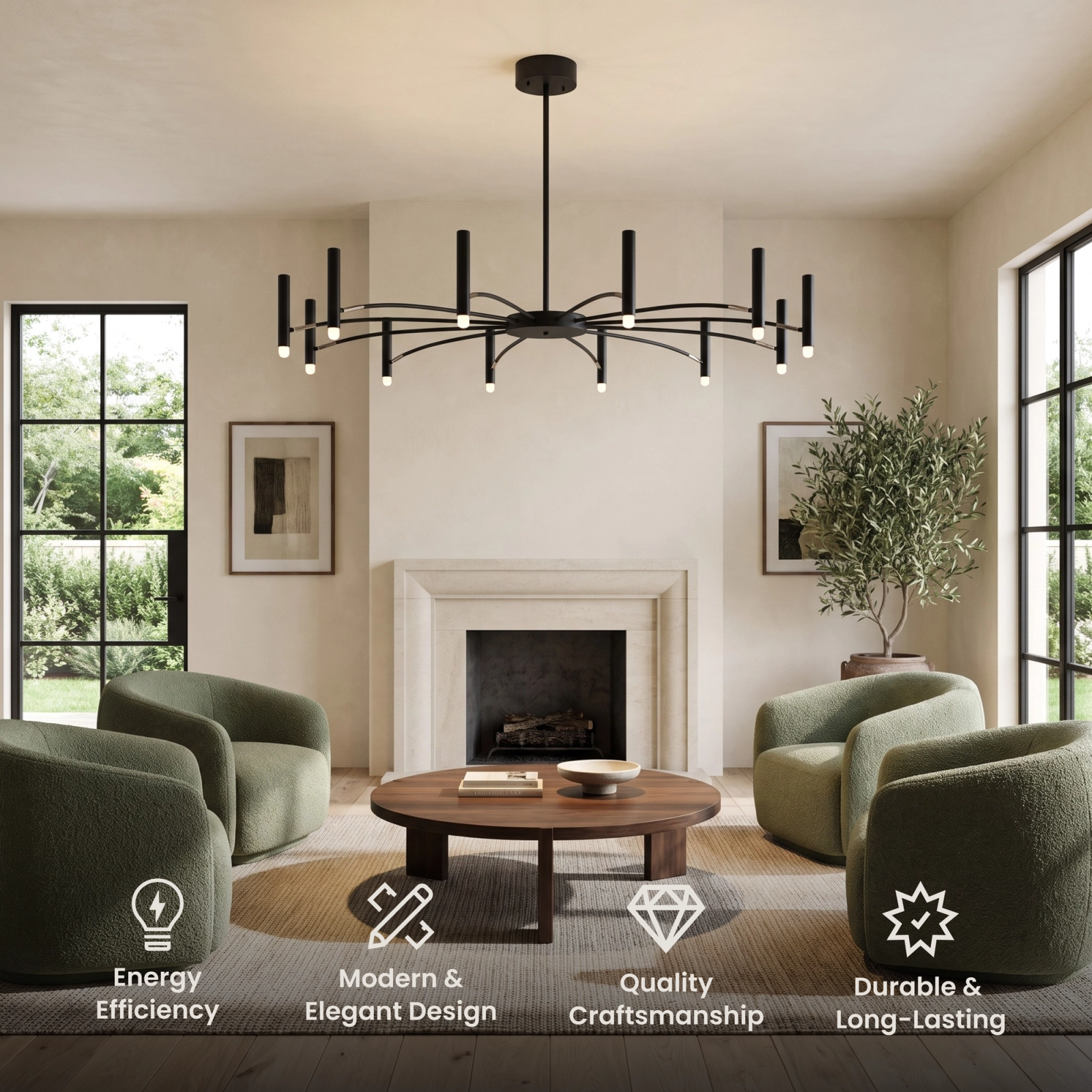 Kendall black circular chandelier 