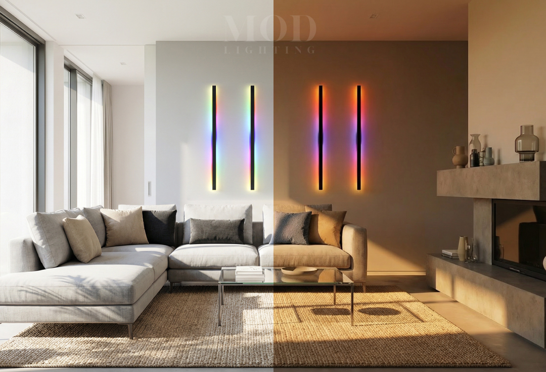 Contemporary living room with Haylen RGB Smart Lights