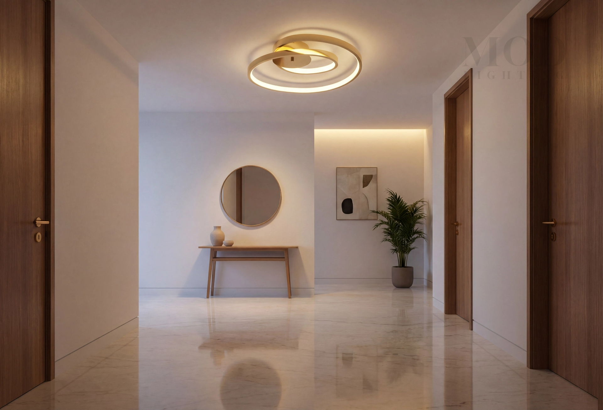 Semi-flush ceiling fitting in a compact foyer, small entryway lighting