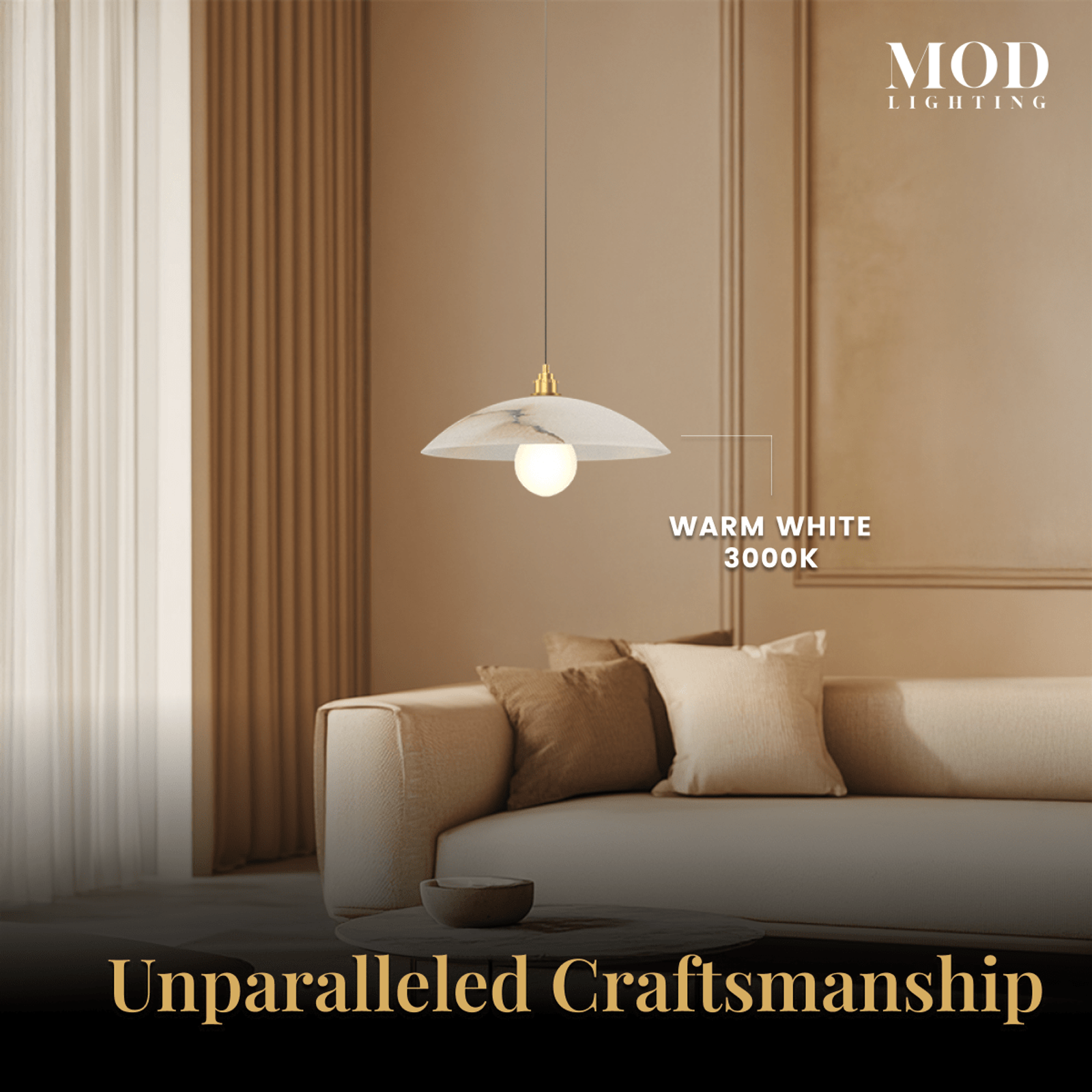 Zira · Alabaster Dome Pendant in Gold | MOD LIGHTING