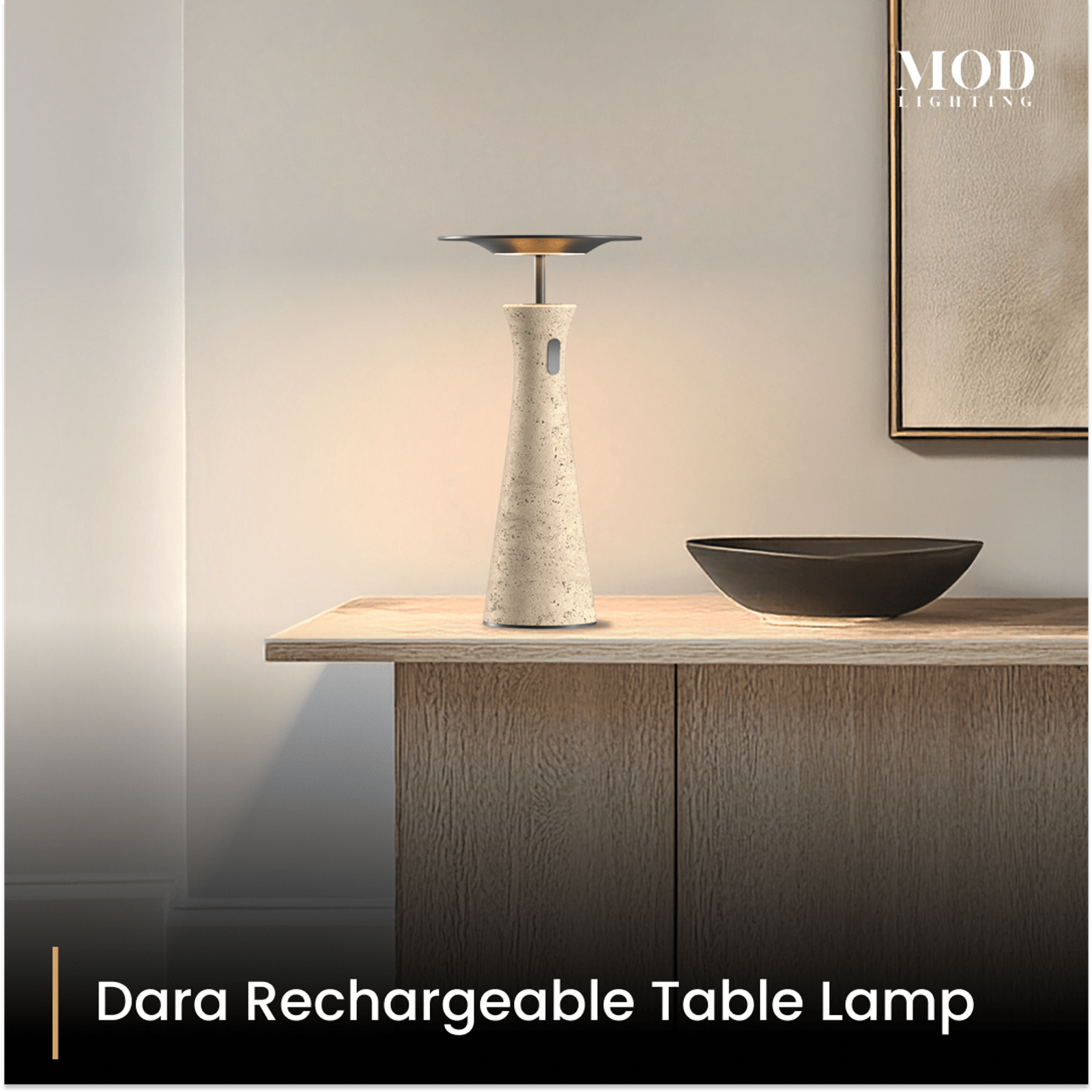 Dara · Rechargeable Travertine Table Lamp | MOD LIGHTING