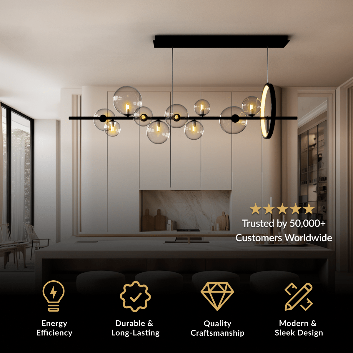 Bailey black Scandinavian chandelier
