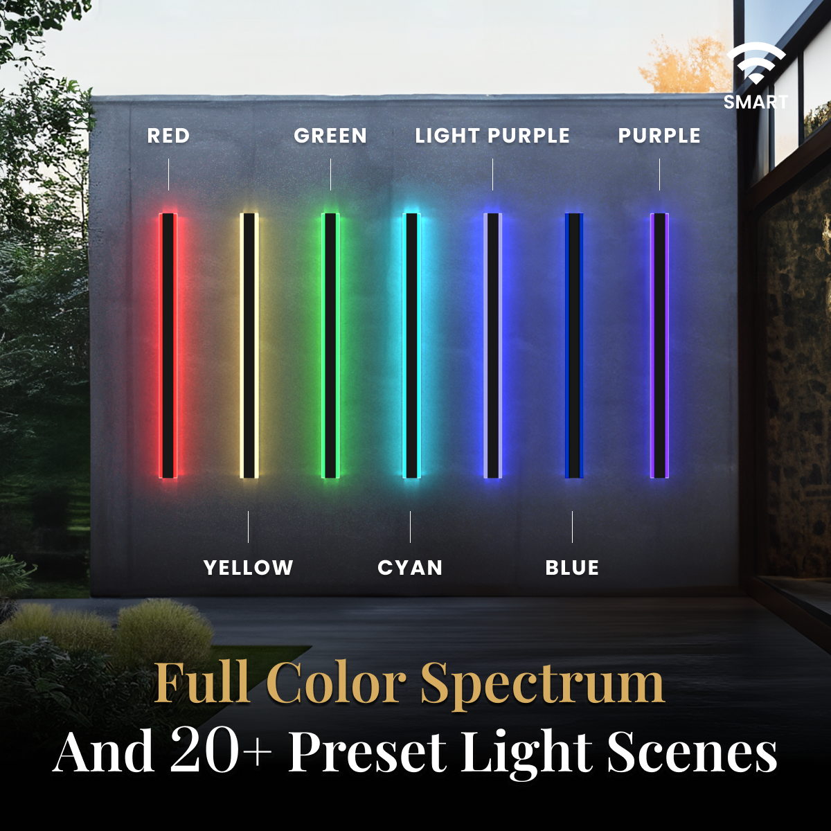 Haylen RGB LED bar lights showing red, green, purple, yellow, cyan and blue from a full color spectrum