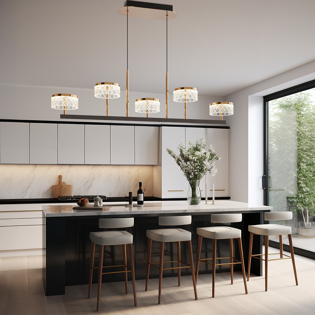 Emma pendant above a kitchen island in a modern home