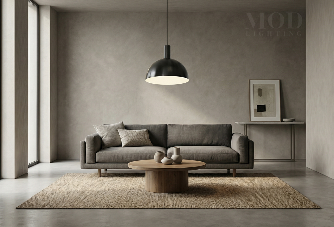 Kinsley pendant in a modern minimalist living room