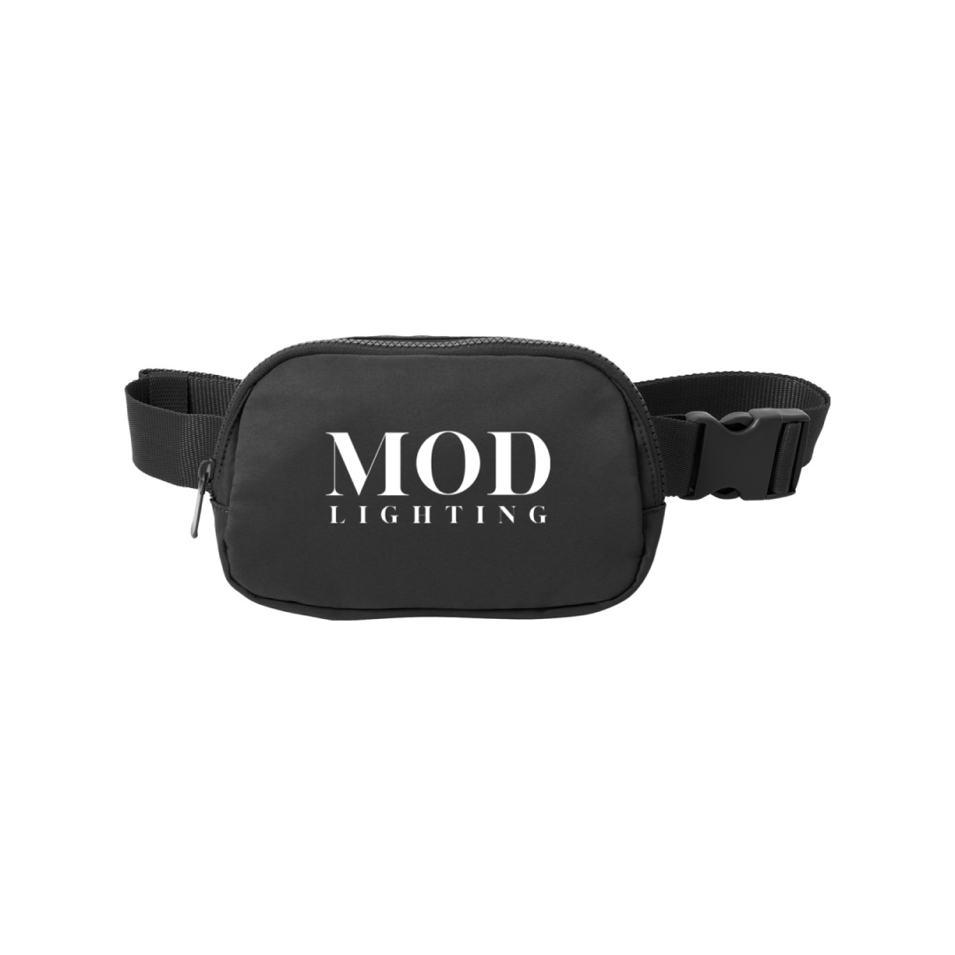 MOD LIGHTING black hip pack with adjustable strap and embroidered white logo