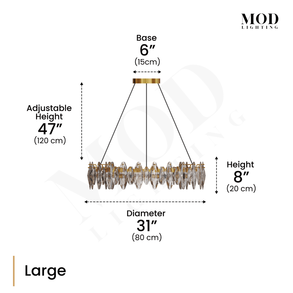 Modern Smoky Grey, Crystals & Gold Crystal, LED Luxury Chandelier