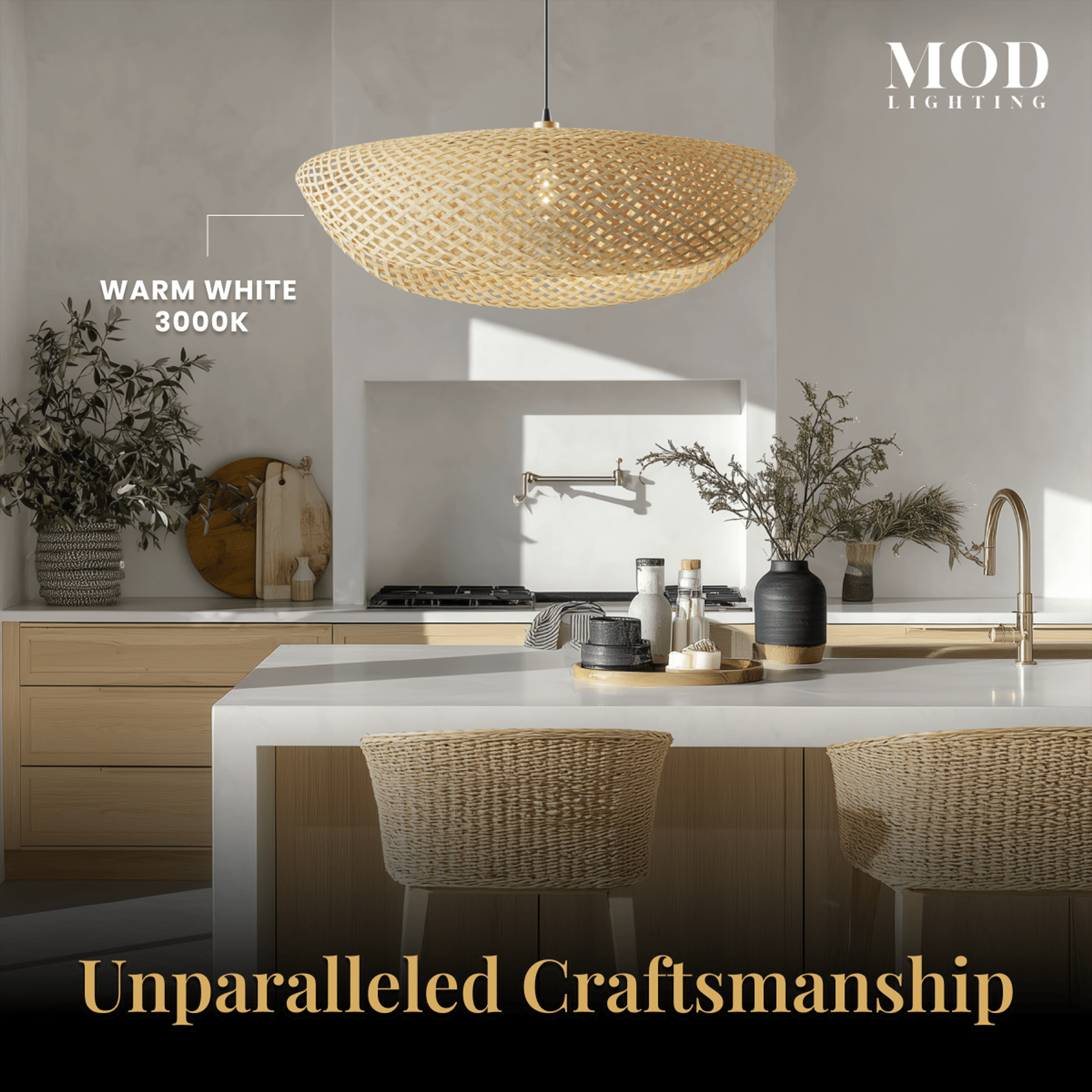 Liora bamboo pendant dimensions, Small: 7in height, 18in width, 23.5in length, 59in adjustable drop