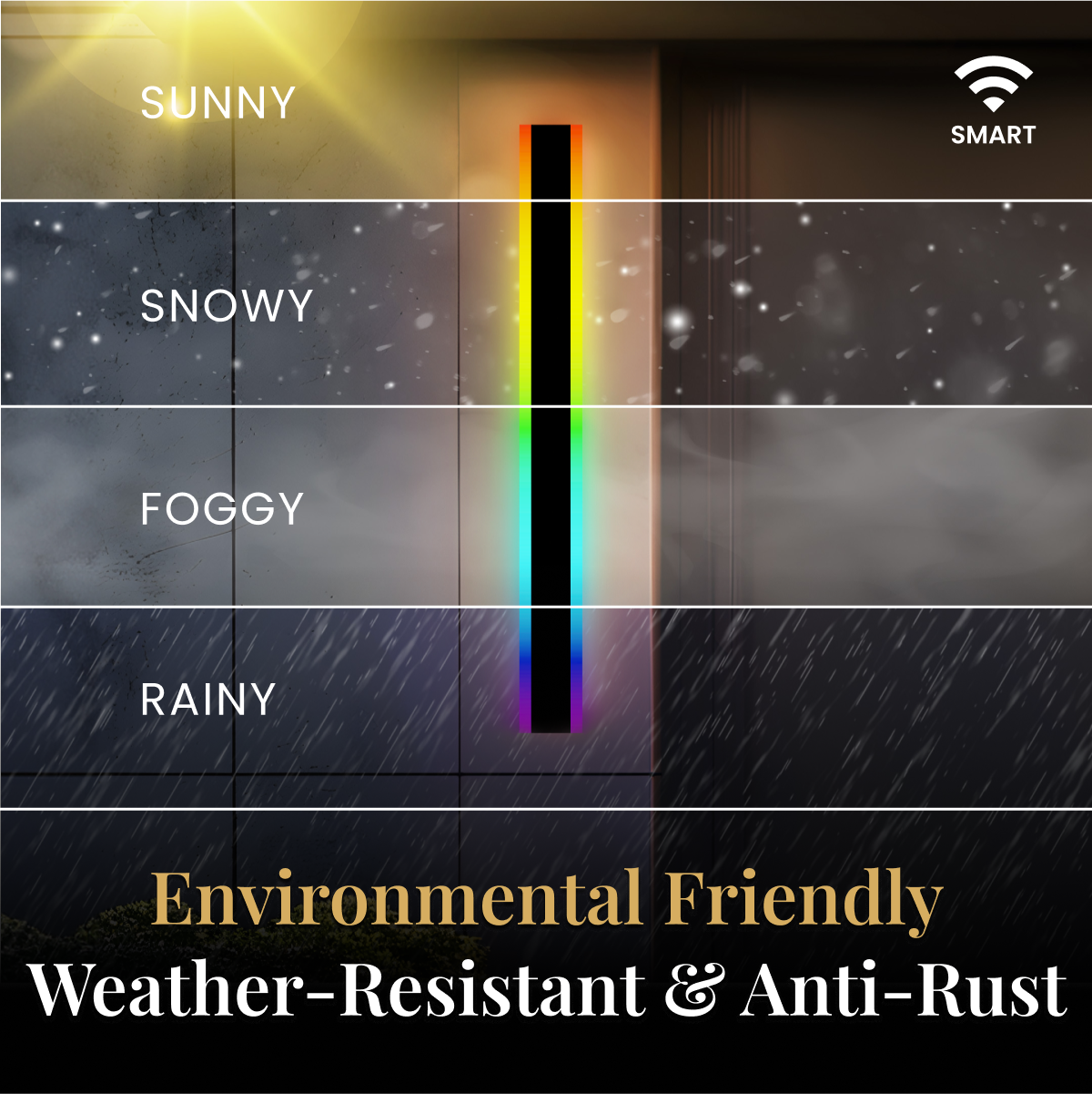 Haylen RGB LED bar light shown weather-resistant and anti-rust across sunny, snowy, foggy and rainy conditions