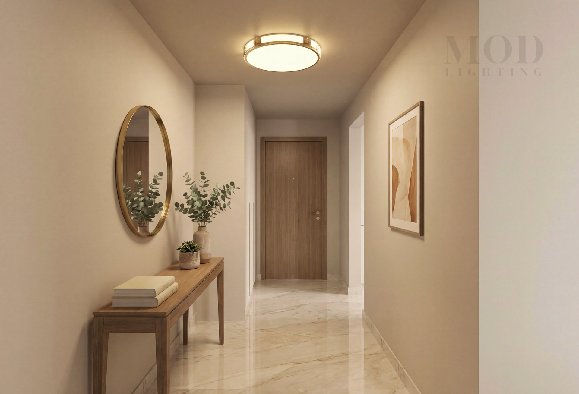 textured glass flush mount ceiling light in a low-ceiling entryway