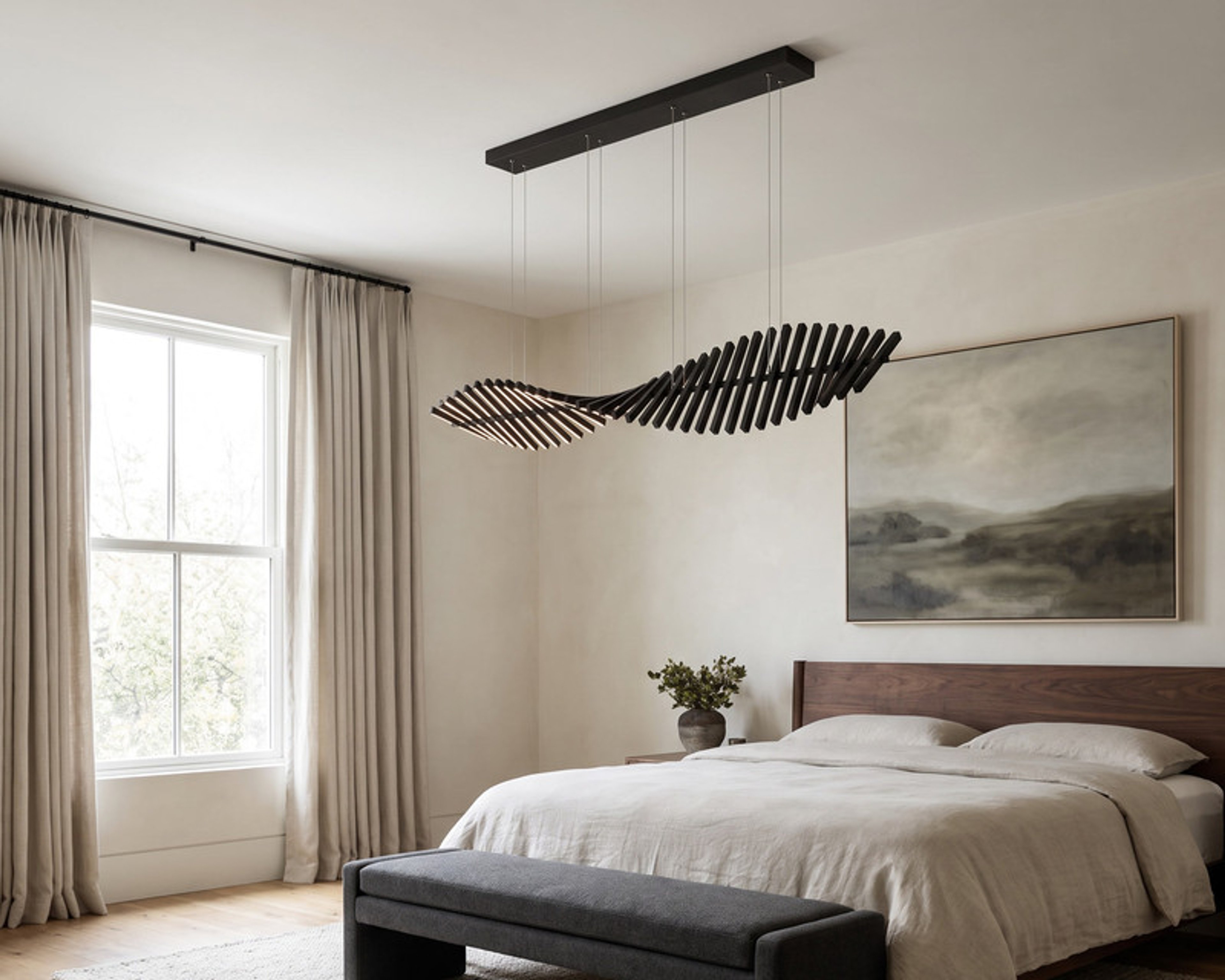Sylas linear pendant in a bedroom