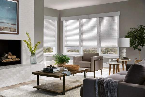 Motorized Wood Blinds with Cornice