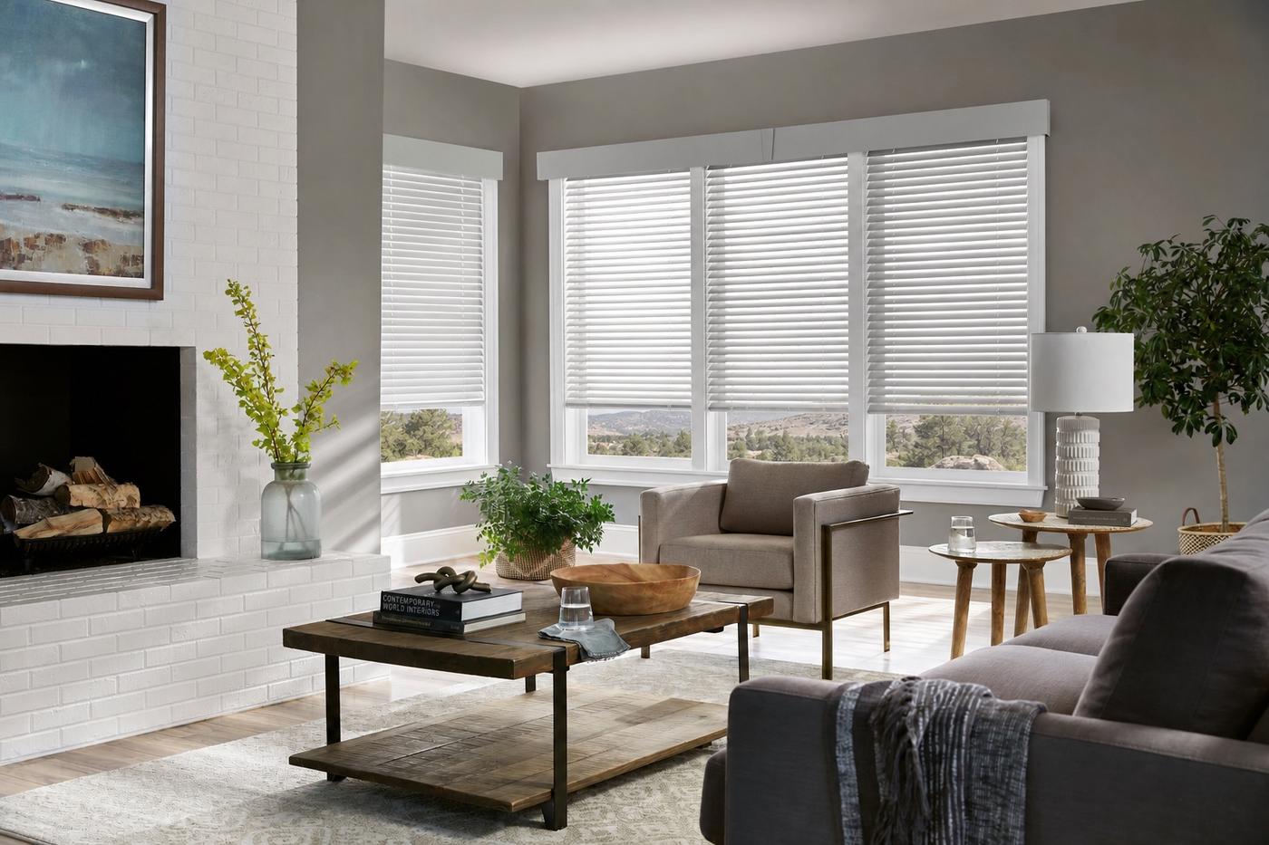 Motorized Wood Blinds with Cornice