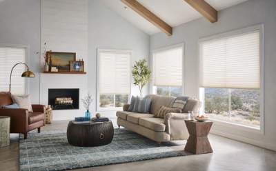 Cellular shades in living area