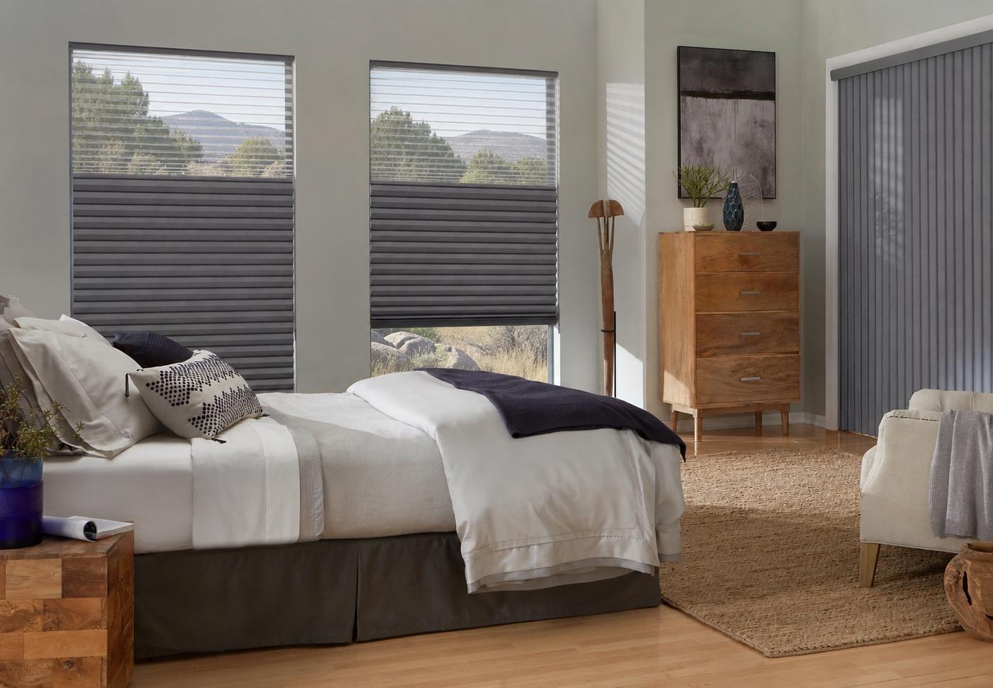 Vertical Cellular Shades in Bedroom
