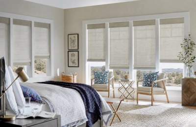 Natural Woven Shades in bedroom