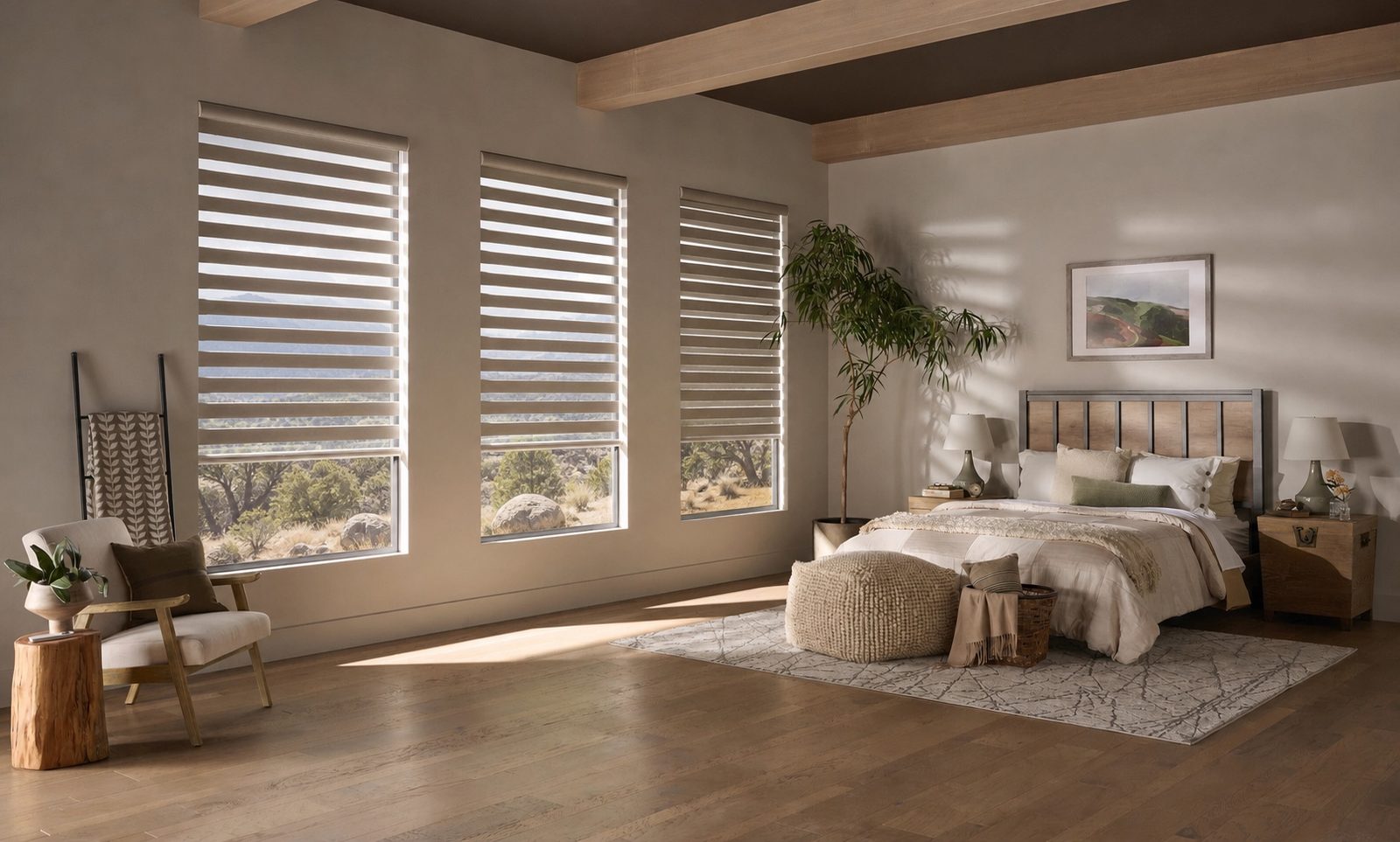 Banded Shades in Bedroom