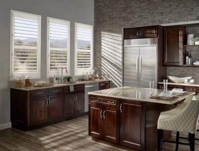 Plantation shutters in kitchen