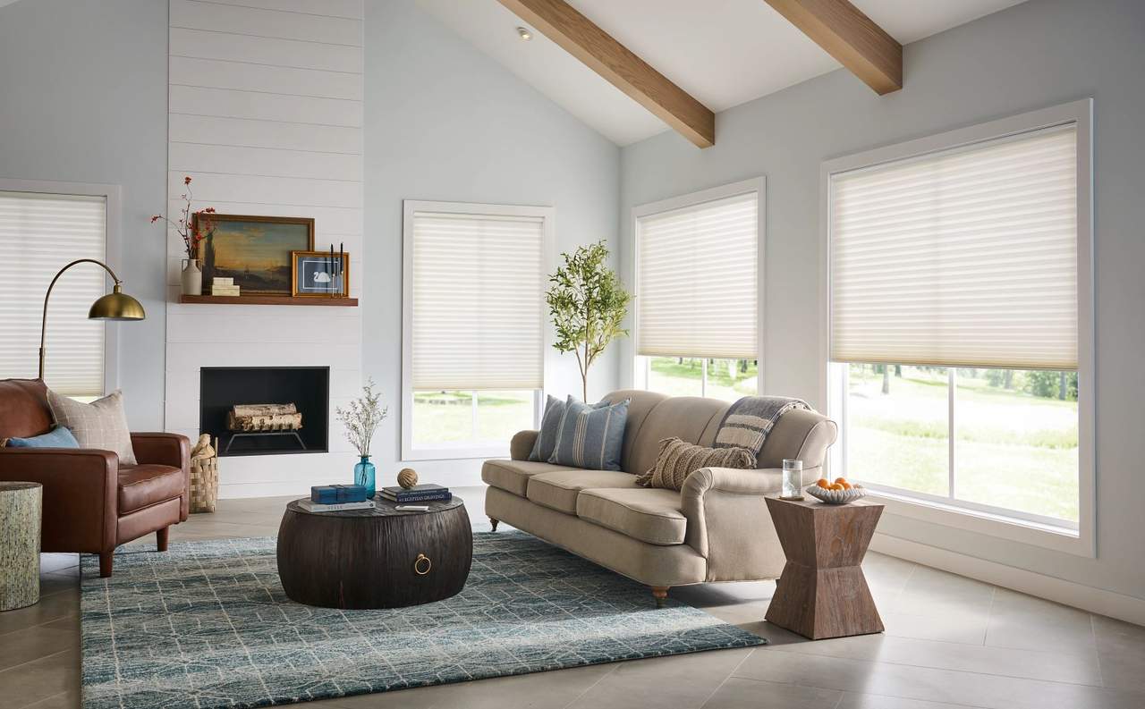 Cellular shades in living area