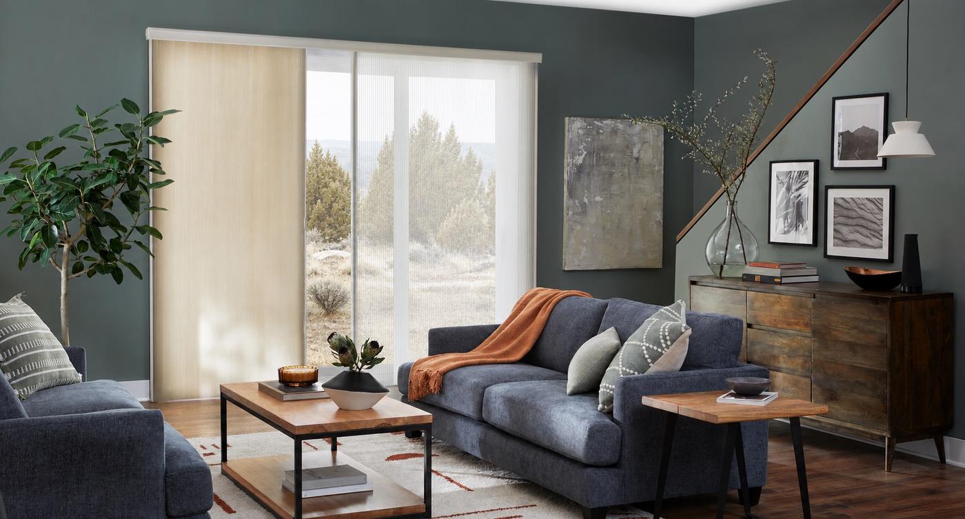 Honeycomb Cellular Vertical Shades in Living Area