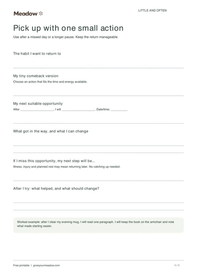 First page of Habit restart plan