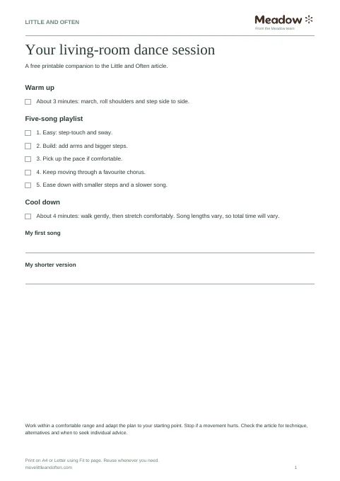 First page of Living-room dance workout