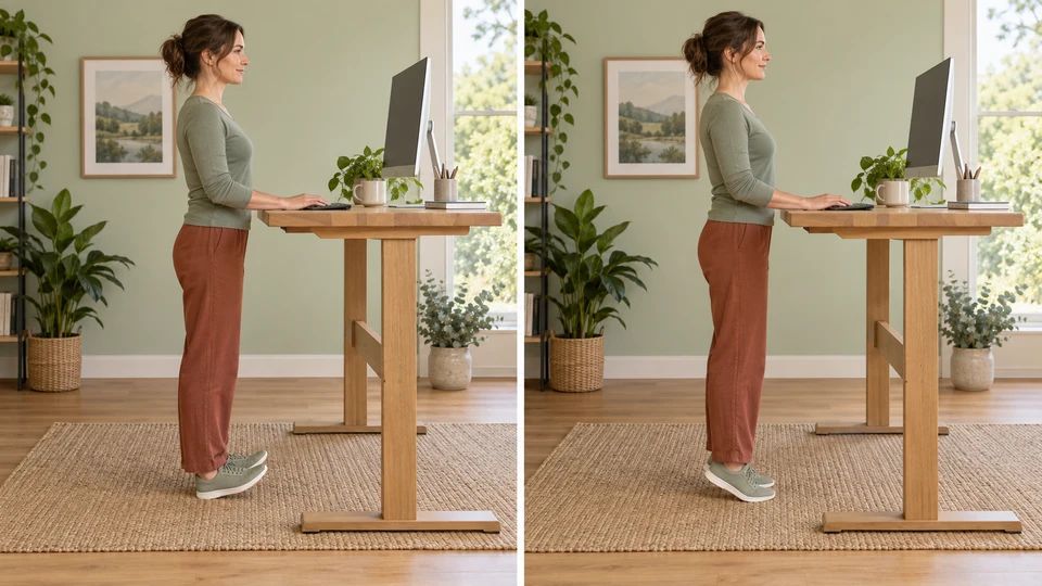 Rock gently between heels and the balls of your feet.