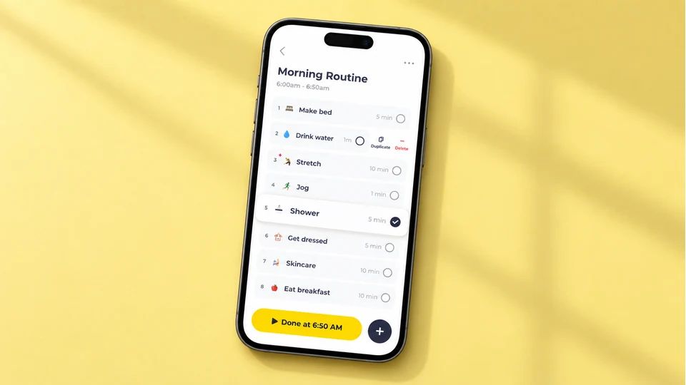 Routinery displayed on a phone.