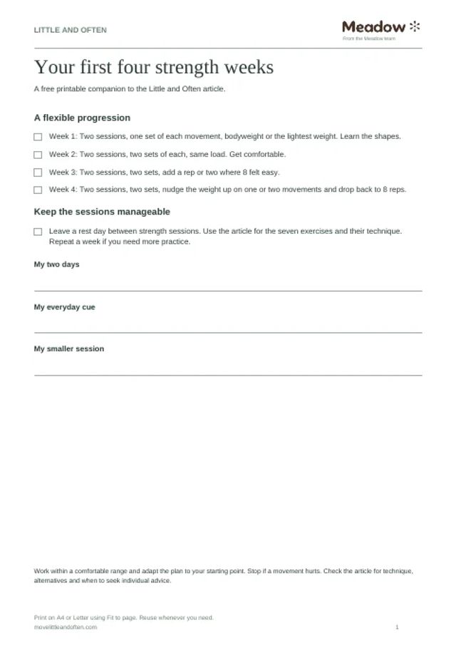 First page of First four strength weeks