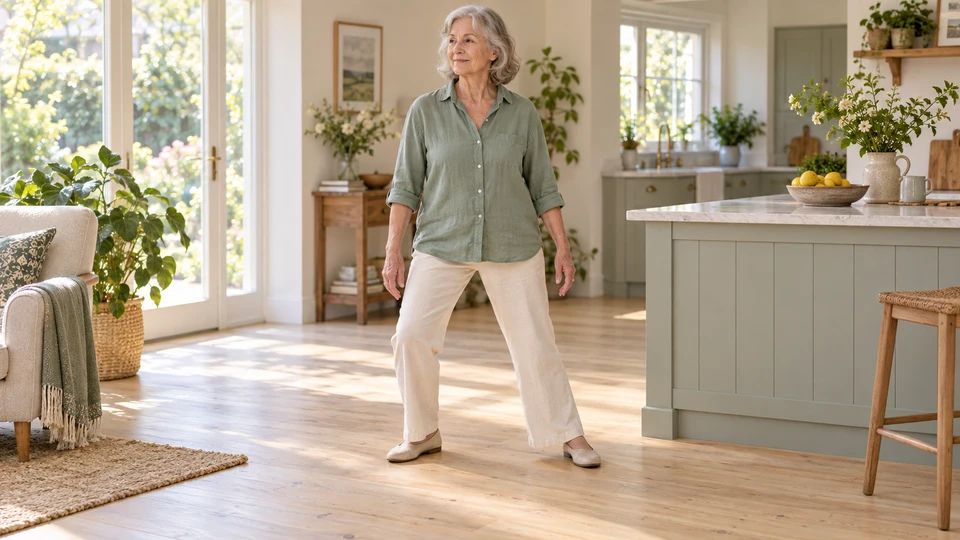 Keep both feet grounded and shift weight gently from side to side.