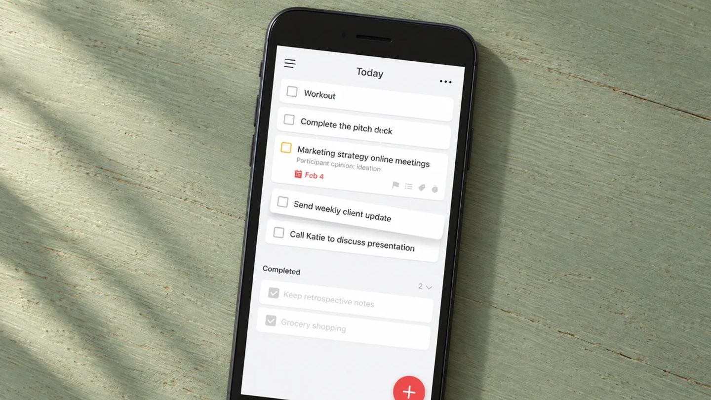 Focus Keeper's daily task list on a phone.