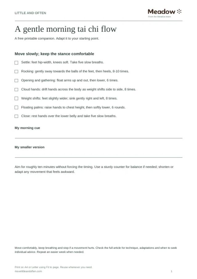 First page of Morning tai chi flow