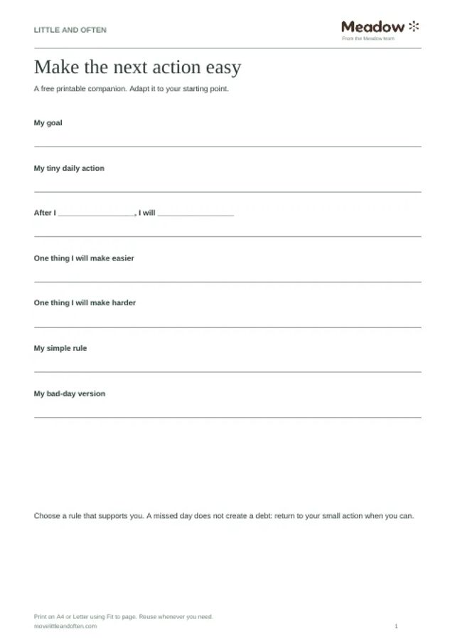 First page of Make the next action easy