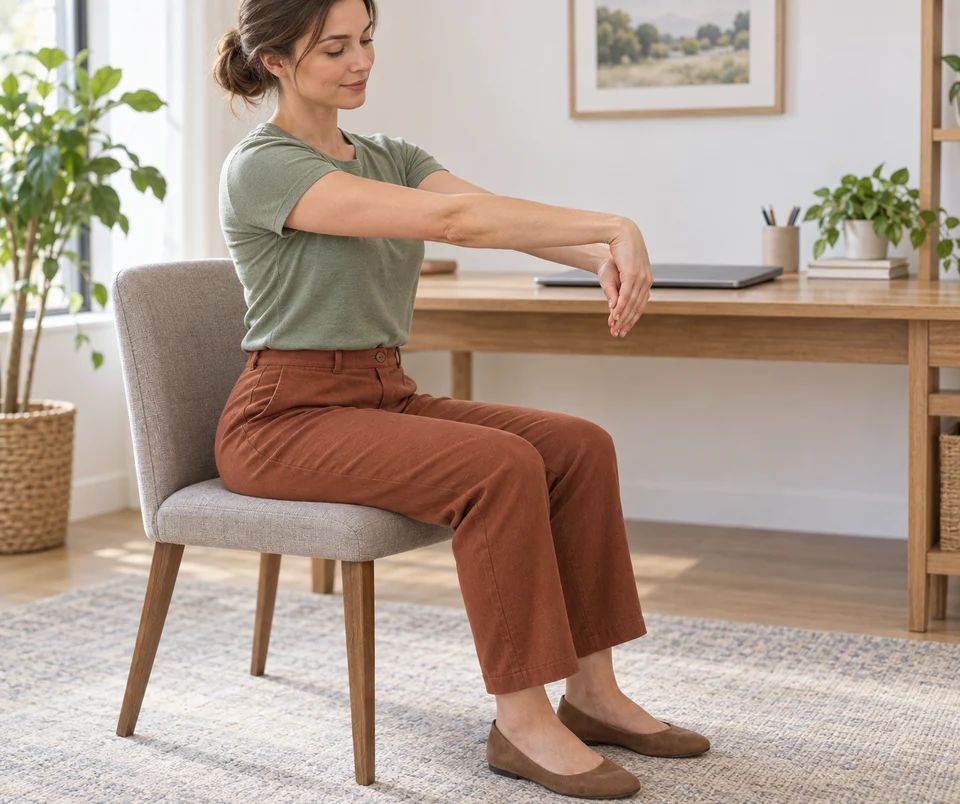 Support the fingers with the other hand and stretch the wrist gently.
