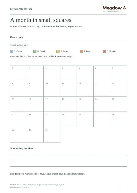 First page of Bullet journal mood trackers