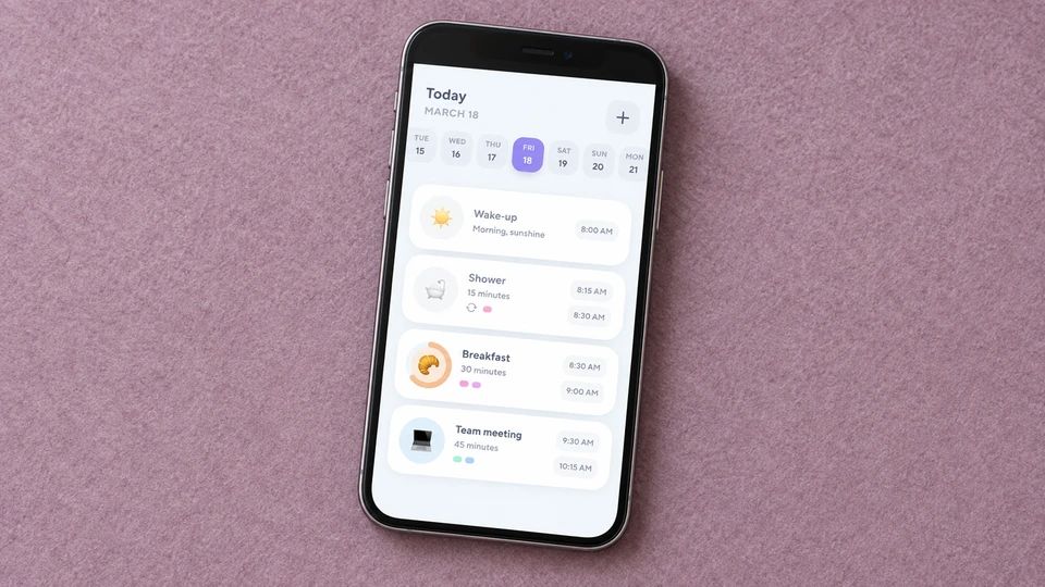 TimeBloc - Daily Planner displayed on a phone.