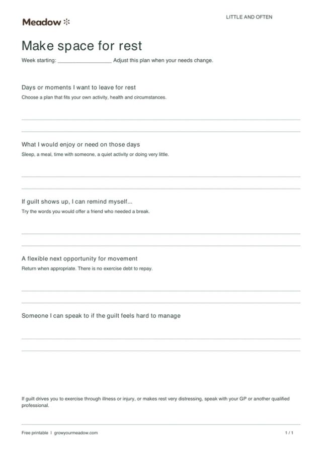 First page of Rest-day plan